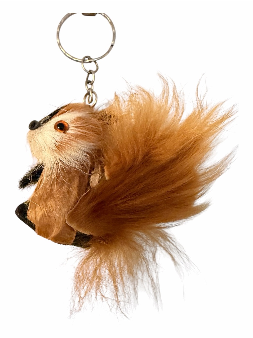 Fluffy Squirrel Keychain Charm - Rust Brown